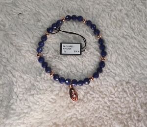 Blue and Gold Beaded Bracelet